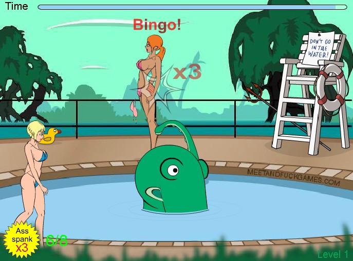 Anime Spanked Nude - Swimming Spank Monster - Naked girls flash game