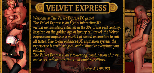 velvet express - 3d virtual sex simulator situated in the 30 of the past century